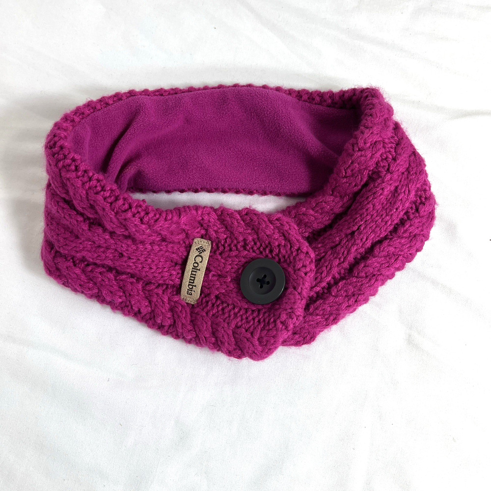 Columbia Hot Pink Collar Neck Warmer Scarf Knitted fleece interior button close